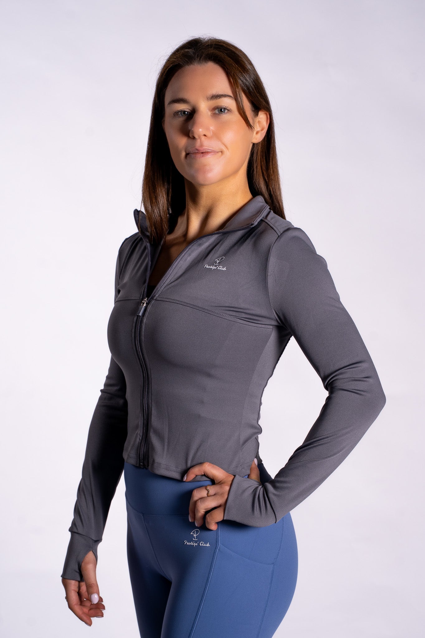 Valour Performance Zip Cropped Midlayer – Dark Grey