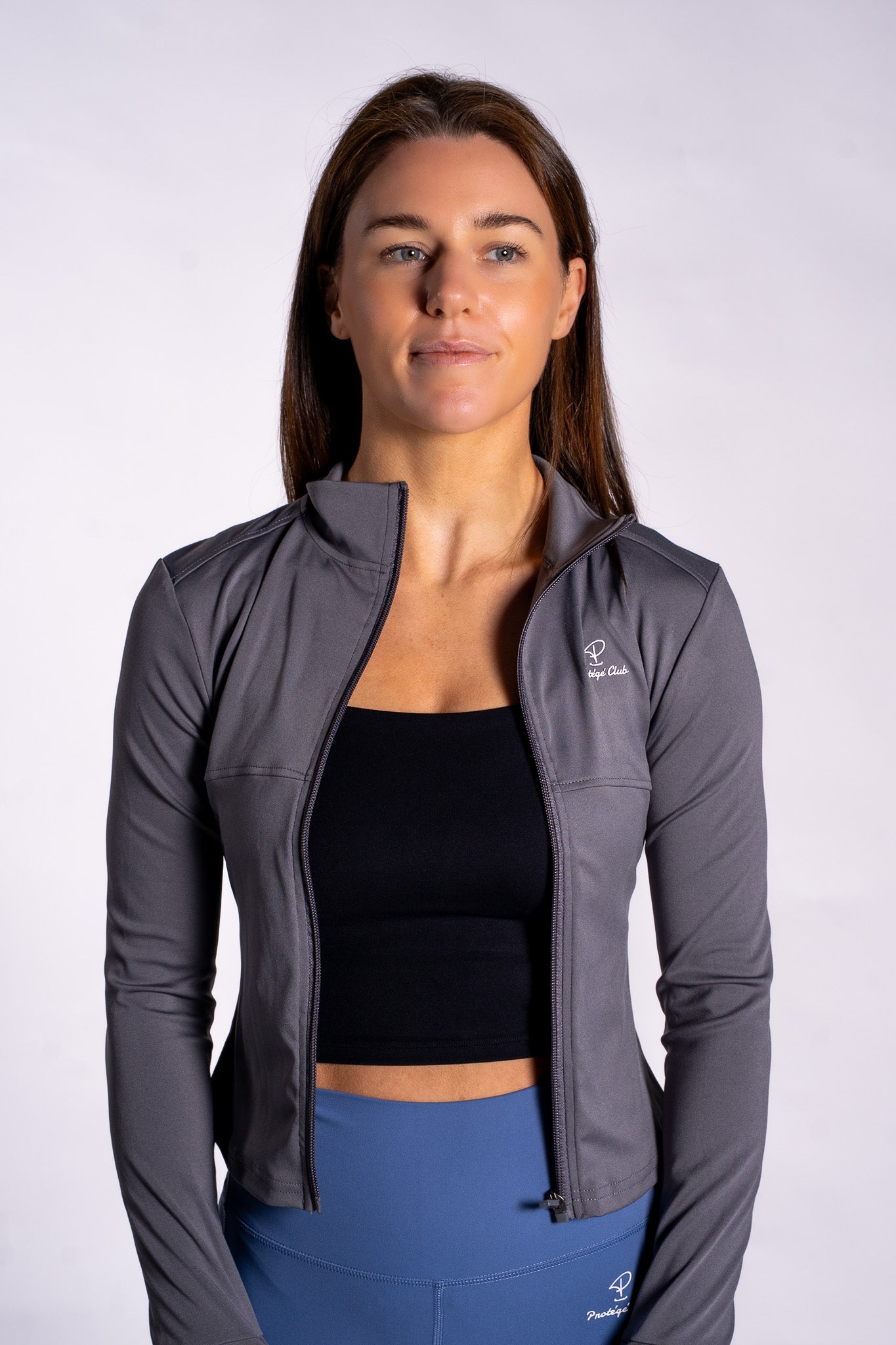 Valour Performance Zip Cropped Midlayer – Dark Grey