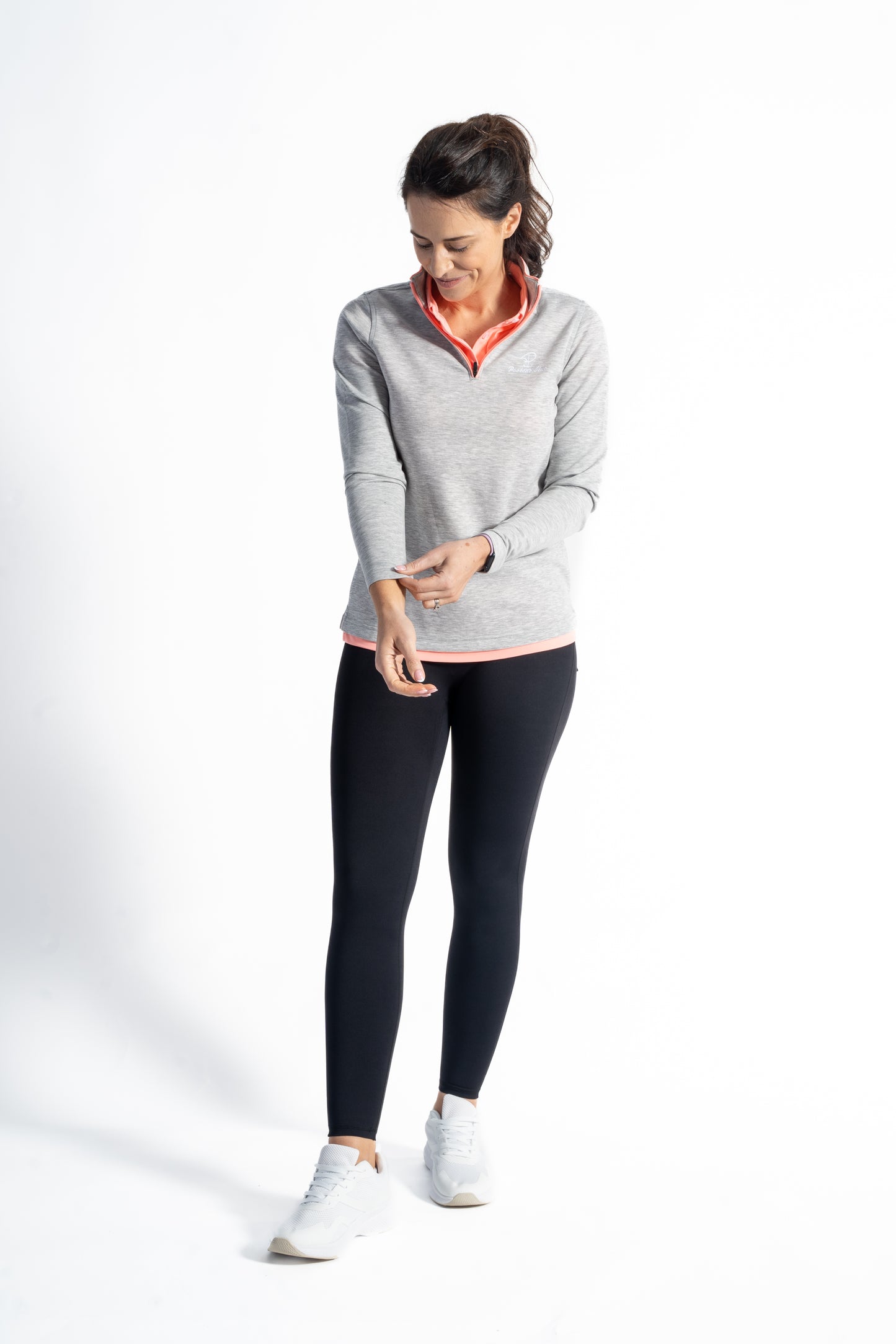 Merit Grey Pullover Coral Trim