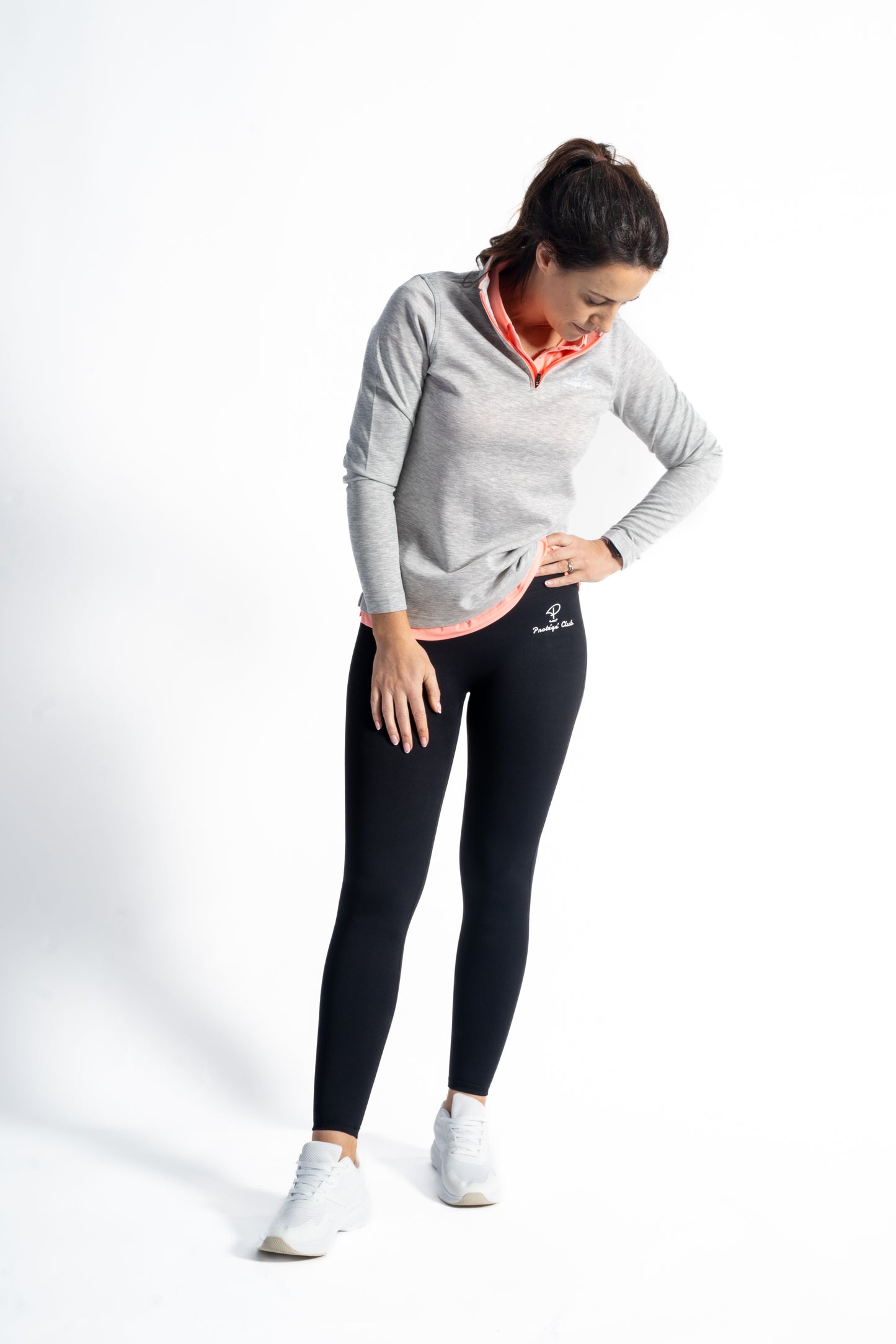 Merit Grey Pullover Coral Trim