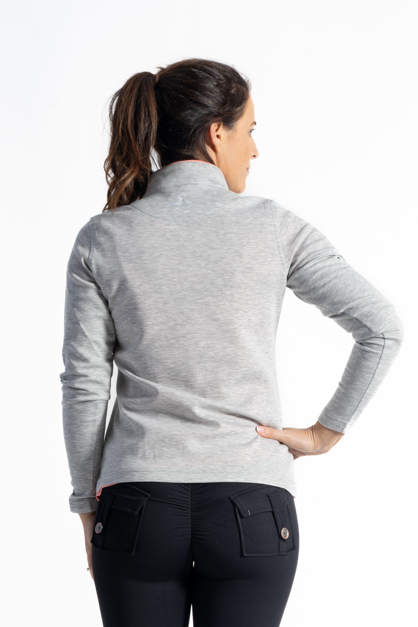 Merit Grey Pullover Coral Trim